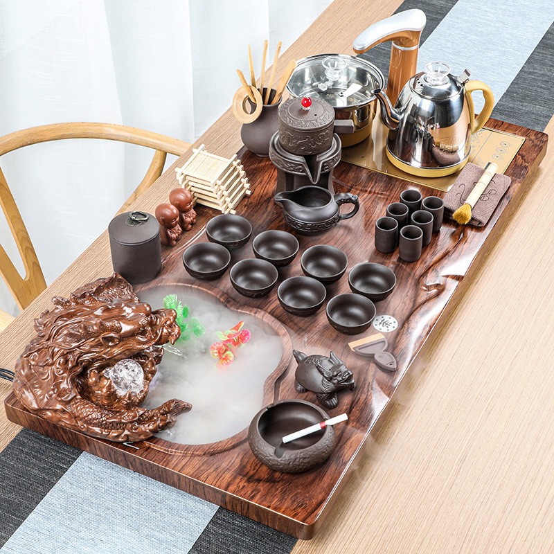 茶具茶盘套装带流水雾化创意茶台整套家用四合一自动电热磁炉